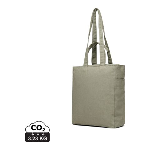 Werbeartikel VINGA Hilo AWARE™ Tasche mit Reißverschluss aus rec. Canvas – grün – mit Logo bedruckt