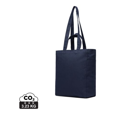 Werbeartikel VINGA Hilo AWARE™ Tasche mit Reißverschluss aus rec. Canvas – navy blau – mit Logo bedruckt