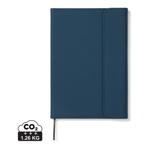Werbeartikel VINGA Baltimore GRS-zertifiziertes Papier & PU-Notizbuch – navy blau – mit Logo bedruckt