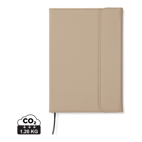 Werbeartikel VINGA Baltimore GRS-zertifiziertes Papier & PU-Notizbuch – greige – mit Logo bedruckt