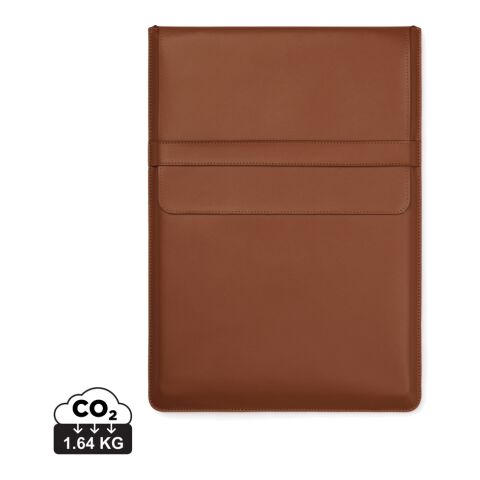 Mitarbeitergeschenk VINGA Timo 14 Zoll Laptoptasche – braun – mit Logo bedruckt, nachhaltiges RCS recyceltes rPET Laptop-Sleeve