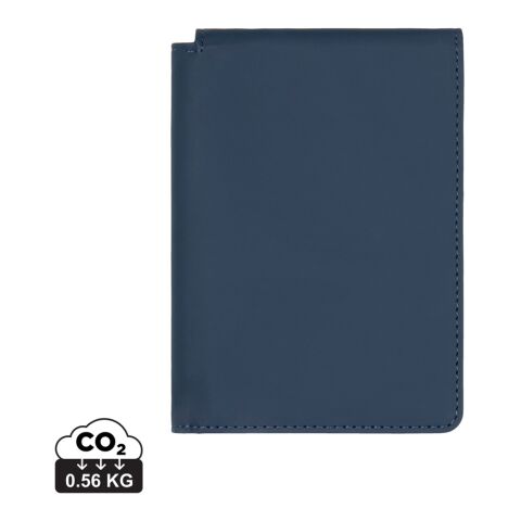 Werbeartikel VINGA Baltimore RCS recycelte Polyester-RFID-Reisepasshülle – navy blau – mit Logo bedruckt