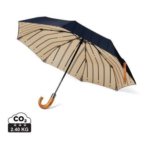 VINGA Bosler AWARE™ 21&quot; faltbarer Schirm aus recyceltem PET navy blau | ohne Werbeanbringung | Nicht verfügbar | Nicht verfügbar