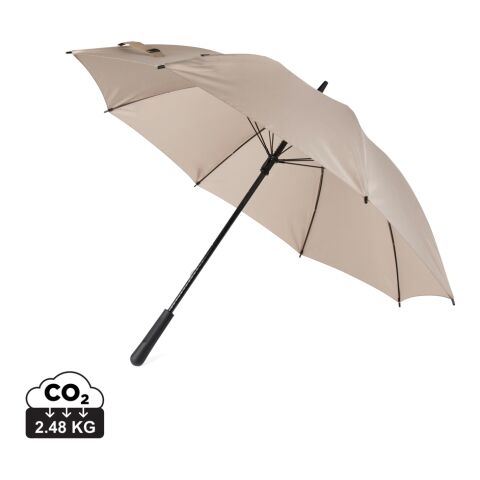 Firmengeschenk Stockschirm VINGA Baltimore AWARE™ RPET – greige – mit individuellem Logodruck sturmfest Ø 105 cm für Hotellerie & Gastronomie