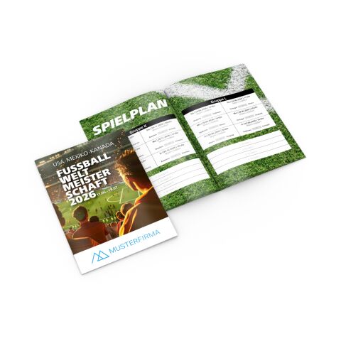 WM-Miniplaner Spielplan-Magazin Fußball-WM 2026 DIN A6 | Nicht verfügbar | ohne Werbeanbringung | Motiv Stadionemotion + Werbung