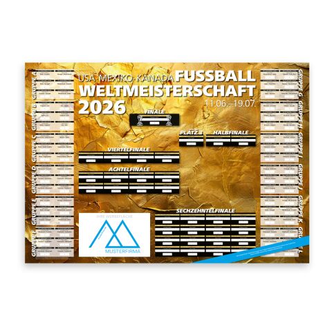 Werbeartikel WM-Planer Spielplan-Wandplaner Fußball-WM 2026 – DIN A1 (841 × 594 mm) – mit Logo bedruckt