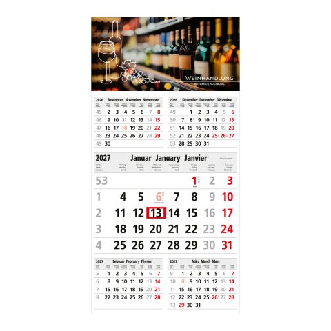 5-Monatskalender Einblatt Commerce 5 Post A EXPRESS postoptimiert Hellgrau | 300 × 600 mm | ohne Werbeanbringung