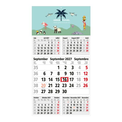 5-Monatskalender Einblatt Budget 5 EXPRESS großer laufender Monat Hellgrau | 300 × 560 mm | ohne Werbeanbringung