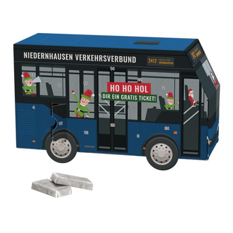 Adventskalender Bus ohne Werbeanbringung | 24 Alpenmilch-Schokotäfelchen