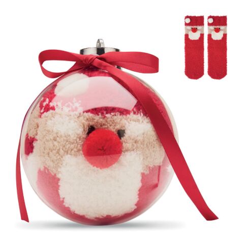Weihnachtsbaumkugel mit Socken rot
