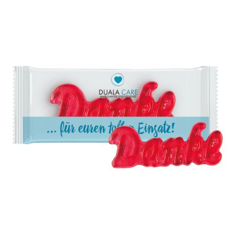 Werbeartikel Fruchtgummi 1er Danke – transparent – mit Logo bedruckt