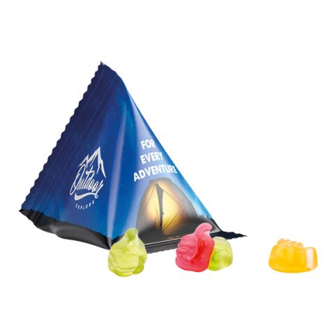 Fruchtgummi Tetraeder, Standardformen weiß | 4C-Digitaldruck | Daumen