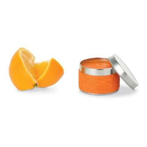 Werbeartikel Duftkerze "Delicious" – orange – mit Logo bedruckt
