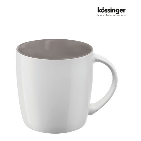 Firmengeschenk Kaffeebecher Kössinger Ennia Inside – weiß-grau – mit Logodruck für die Büroküche