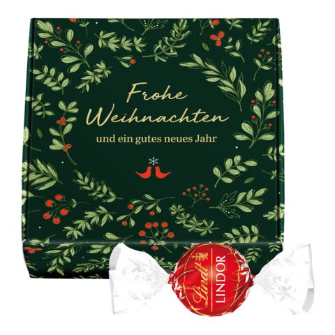Mitarbeitergeschenk Lindt Klappbox S – weihnachten – mit bedrucktem Etikett 120g als Weihnachtsgeschenk für Mitarbeiter, Geschäftspartner