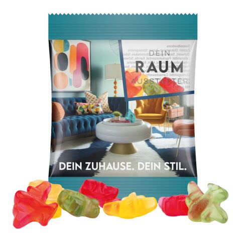 Werbeartikel Minitüte 10 g Trolli Fruchtgummi Standardformen – transparent – mit Logo bedruckt