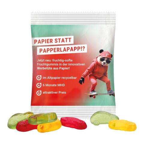 Minitüte 15 g Trolli Fruchtgummi Standardformen weiß | ohne Werbeanbringung | Autos | Recyclingfähiges Papier