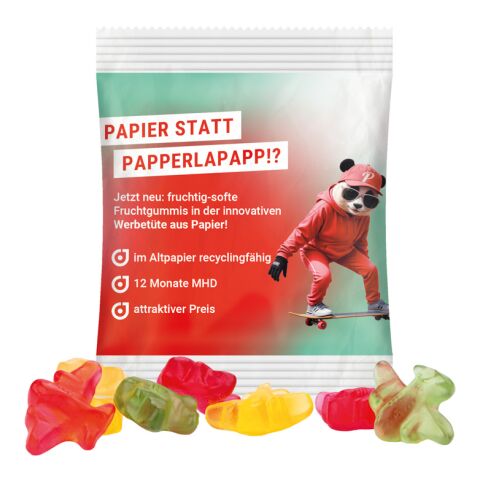 Minitüte 10 g Trolli Fruchtgummi Standardformen weiß | ohne Werbeanbringung | Flugzeuge | Recyclingfähiges Papier