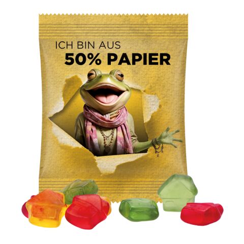 Minitüte 10 g Trolli Fruchtgummi Standardformen weiß | ohne Werbeanbringung | Haus | Folie mit 50 % Papieranteil