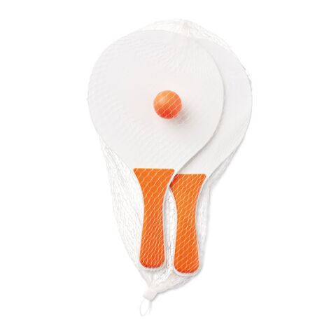 Werbeartikel Beachball Spiel Mini Match – orange – mit Logo bedruckt für Events und Messen