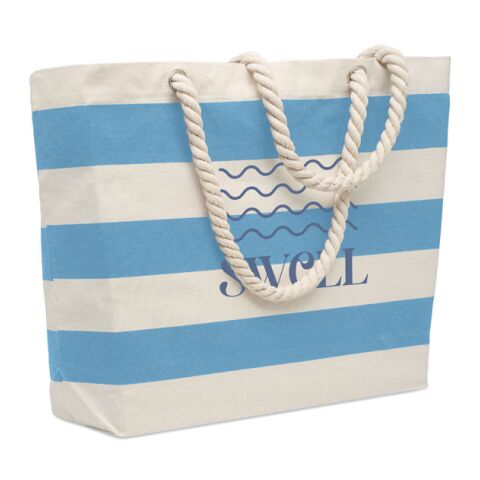 Werbeartikel Strandtasche Baumwolle 220 g – himmelblau – mit Logo bedruckt
