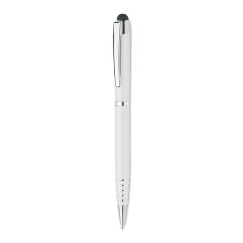 Werbeartikel Drehkugelschreiber mit Stylus – weiß – mit Logo bedruckt