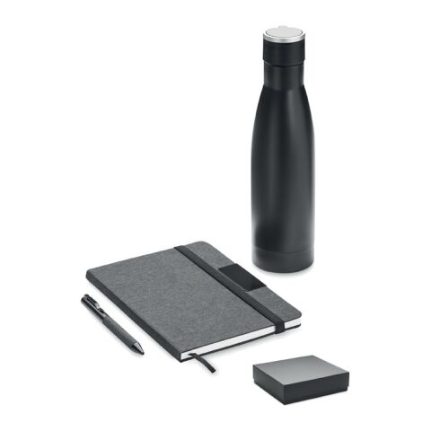 Set Notizbuch mit Flasche schwarz | ohne Werbeanbringung | Nicht verfügbar | Nicht verfügbar | Nicht verfügbar