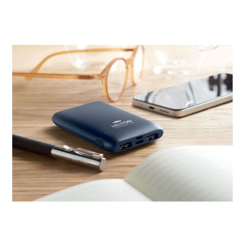 Werbeartikel Powerbank 5000 mAh | marineblau | mit Logo bedrucken