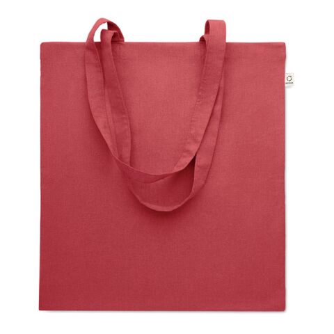 Werbeartikel Einkaufstasche recy. Baumwolle – rot – mit Logo bedruckt