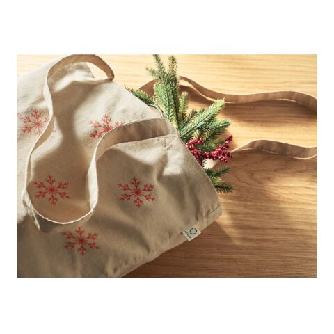 Werbeartikel Einkaufstasche recy. Baumwolle – khaki – mit Logo bedruckt