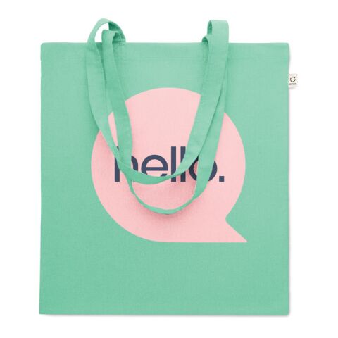 Werbeartikel Einkaufstasche recy. Baumwolle – grün – mit Logo bedruckt