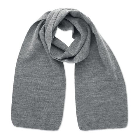 Mitarbeitergeschenk Schal RPET-Polyester – weiß/grau – mit Logodruck dehnbares Material für die Corporate-Fashion