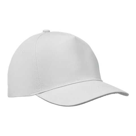 Werbeartikel Baseball Kappe 5 Panels – weiß – Cap / Kappe mit Logo bedruckt