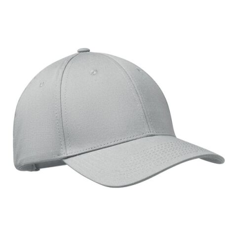 Werbeartikel Baseball Kappe 6 Panels – silber – mit Logo bedruckt