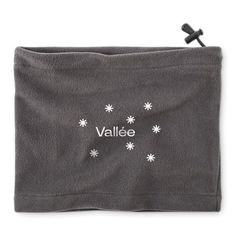 Werbeartikel Fleece-Mehrzweckmütze – dunkelgrau – mit Logo bedruckt