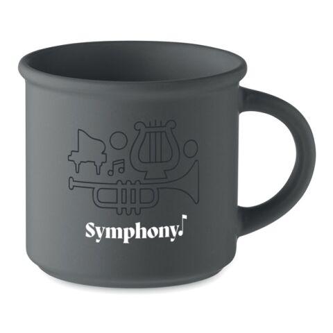 Werbeartikel 300 ml Vintage-Kaffeebecher aus Keramik, edles mattes Finish & zeitloses Design – dunkelgrau – mit Logo bedruckt