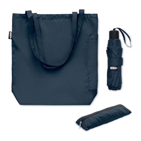 Werbeartikel 21" Regenschirm mit Tasche – blau – mit Logo bedruckt