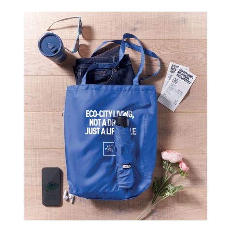 Werbeartikel 21" Regenschirm mit Tasche – königsblau – mit Logo bedruckt