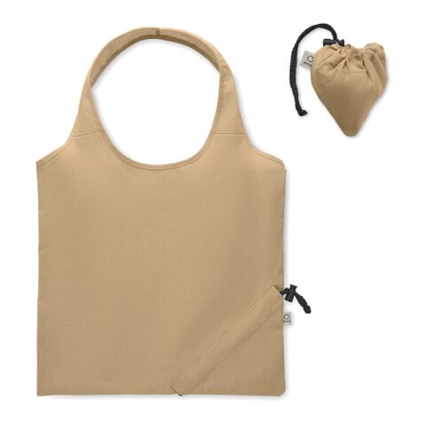Werbeartikel Faltbare Einkaufstasche – khaki – mit Logo bedruckt