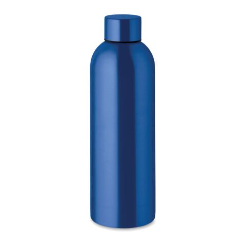Werbeartikel Edelstahl Trinkflasche 750 ml einwandig 90% recycelt auslaufsicher BPA-frei – blau – mit Logo bedruckt