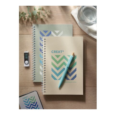 Werbeartikel DIN A5 Notizbuch Karton – beige – mit Logo bedruckt