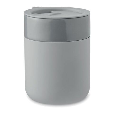 Werbeartikel Keramikbecher 330 ml – grau – mit Logo bedruckt