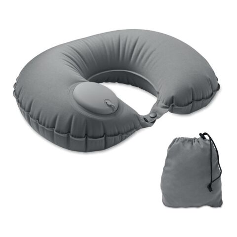 Werbeartikel Reisekissen mit Pumpe – dunkelgrau – mit Logo bedruckt