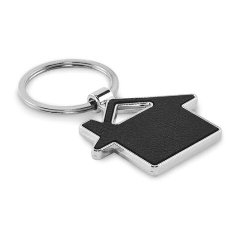 Werbeartikel Schlüsselring Haus – schwarz – mit Logo bedruckt