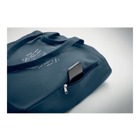 Werbeartikel Einkaufstasche Polycotton – blau – mit Logo bedruckt