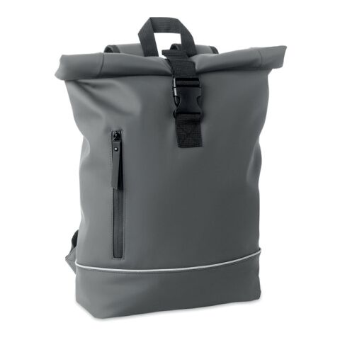 Werbeartikel 15" Rolltop-Laptop-Rucksack – dunkelgrau – mit Logo bedruckt