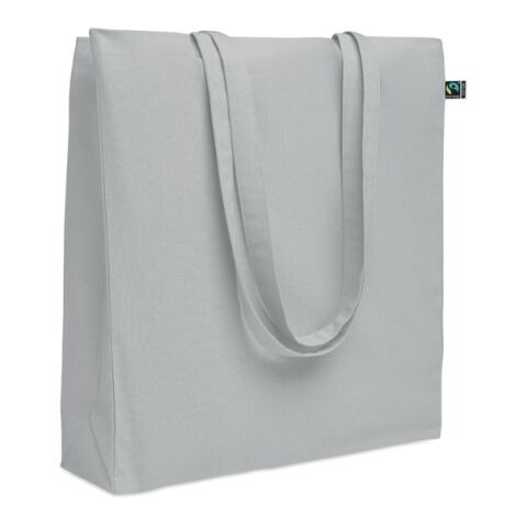 Werbeartikel Einkaufstasche Fairtrade 180g – grau – mit Logo bedruckt