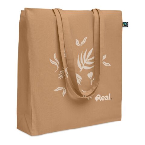 Kundengeschenk Einkaufstasche Fairtrade 180g – elfenbein – mit individuellem Logodruck 180 g/m² langer Henkel nachhaltiger Jutebeutel