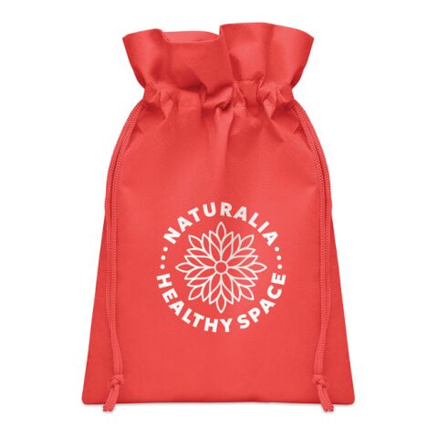 Werbeartikel Kleiner Beutel RPET Non-Woven – rot – mit Logo bedruckt