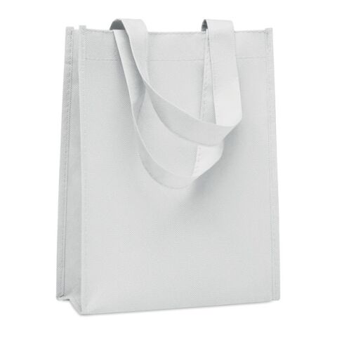 Werbeartikel Kleine Tasche RPET Non-Woven – weiß – mit Logo bedruckt